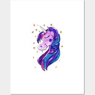 Sparkling Purple Unicorn Posters and Art